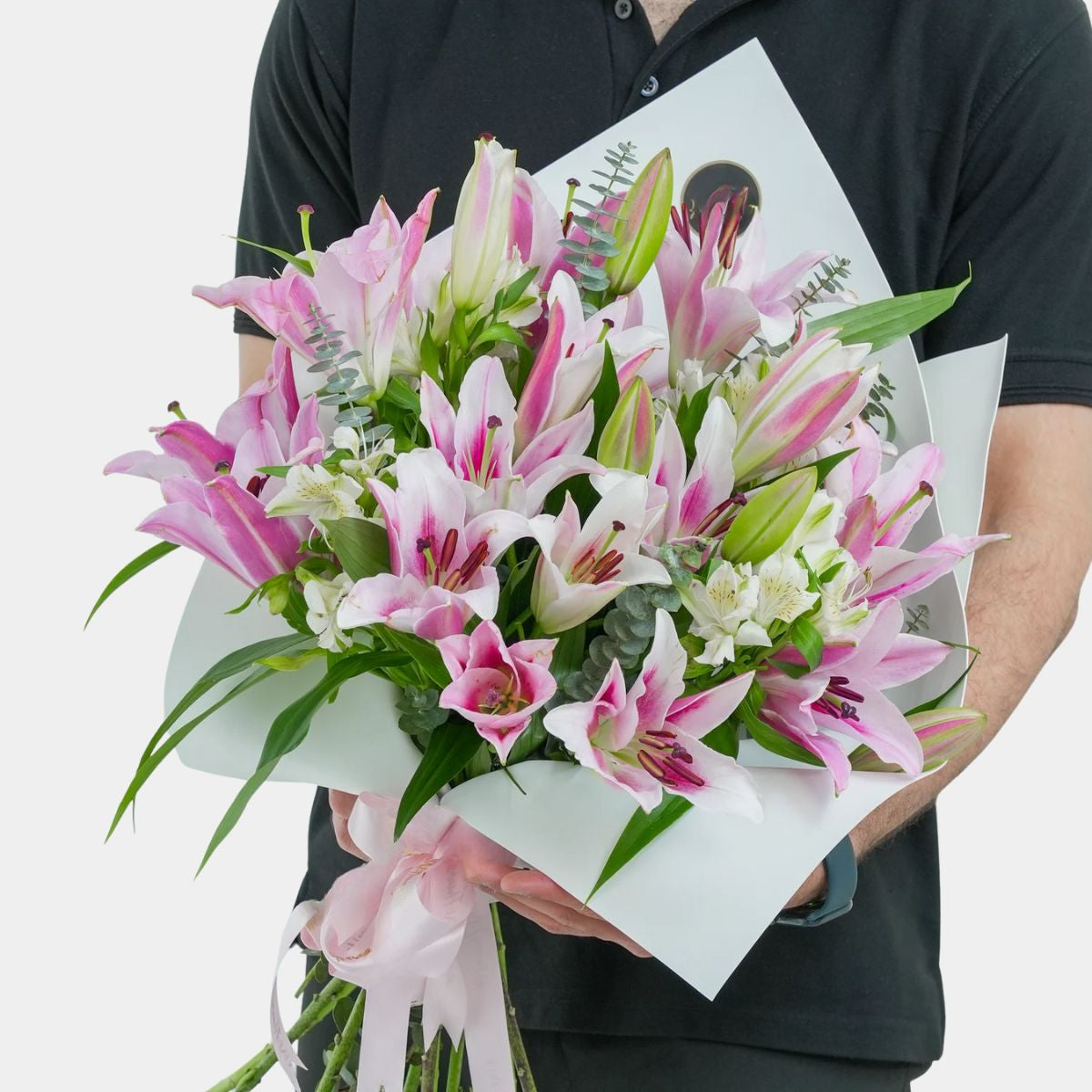 Bouquet of 5 Pink Lilies