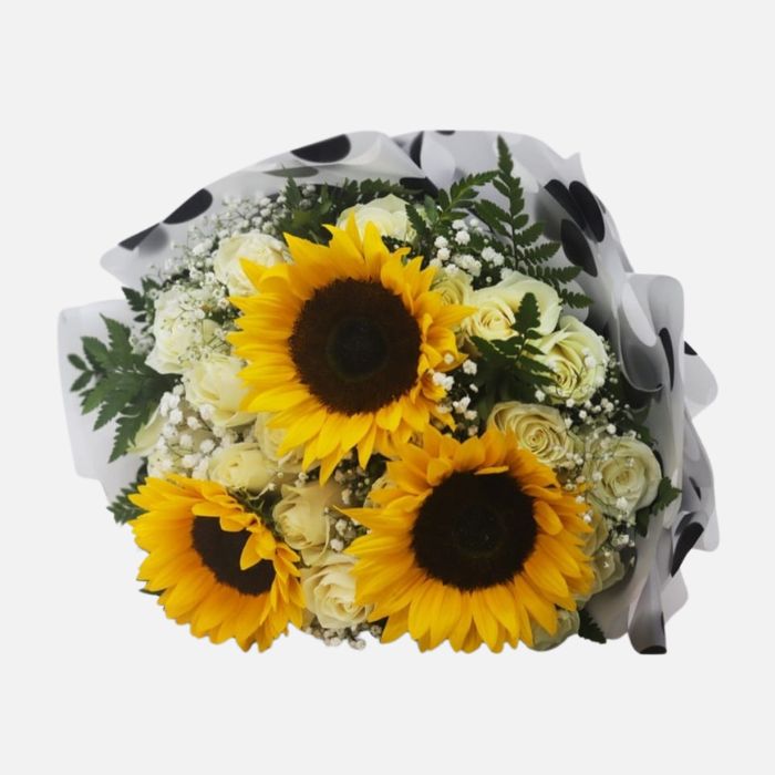 Charming Roses and Sunflowers