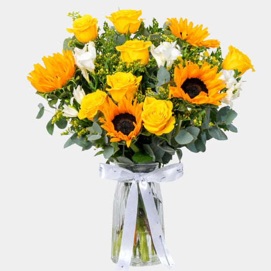 مزهرية زجاجية ذهبية الزهرة