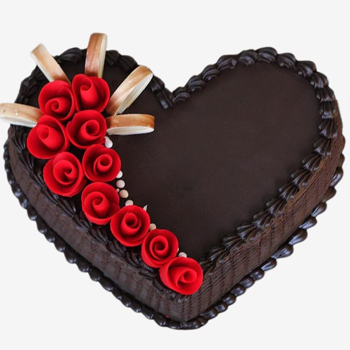 Heart Shape Chocolate Red Flower Cake