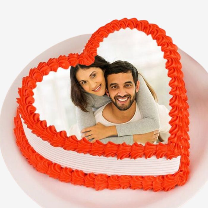 Heart Shape Photo Cake