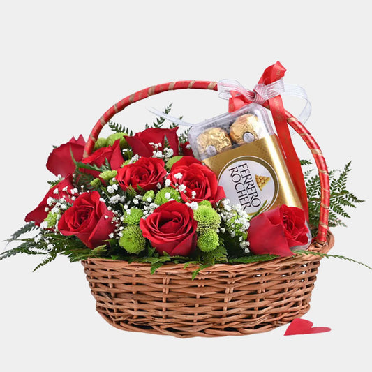 Love Roses and Ferrero Rocher's In A Basket