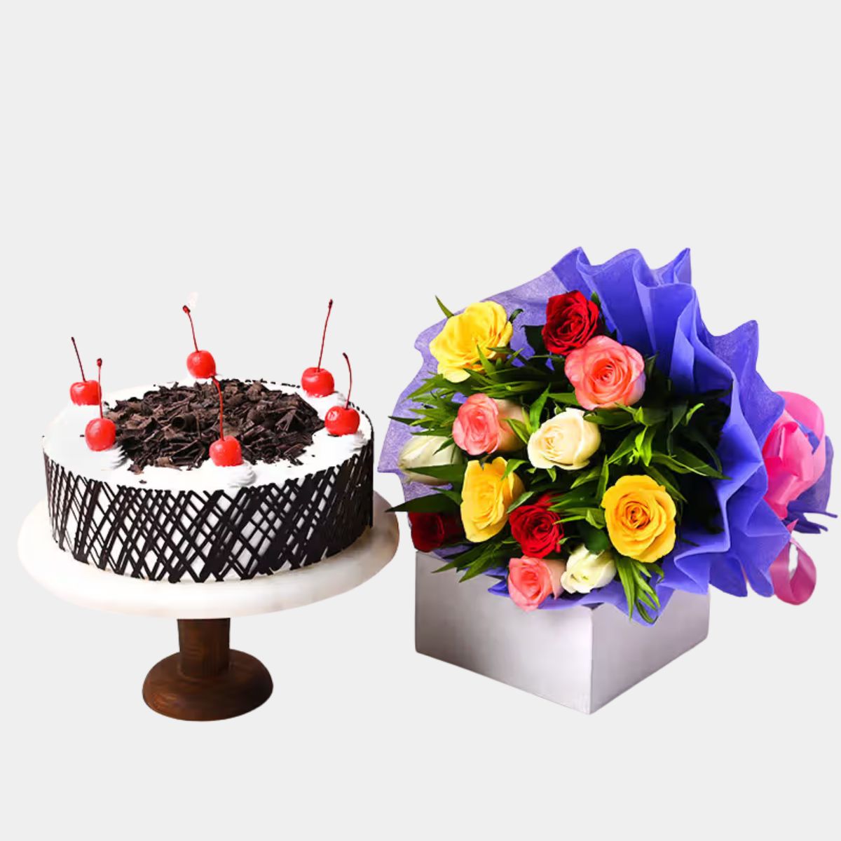 Mix Roses and Black Forest Cake