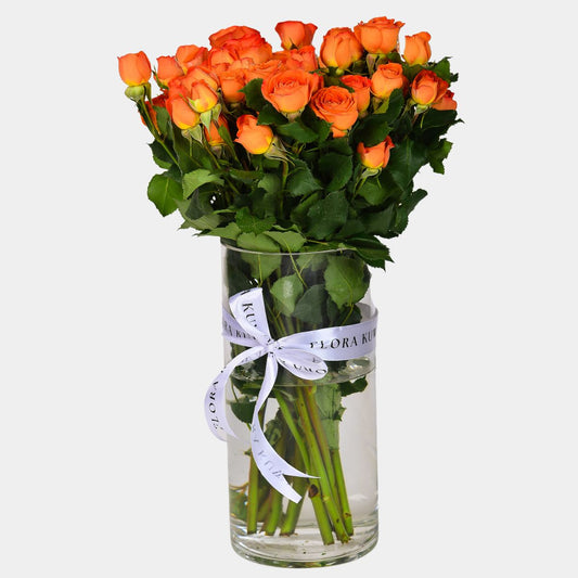 Orange Baby Roses Vase