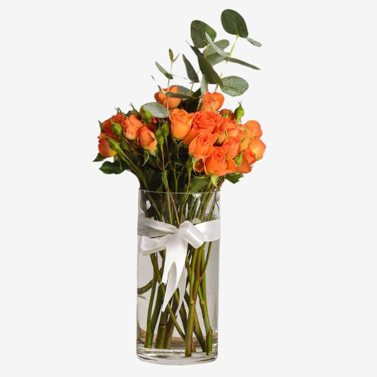 Orange Baby Roses in Vase