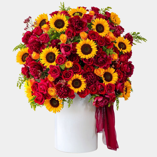 Peonies, Sunflowers & Roses in Box