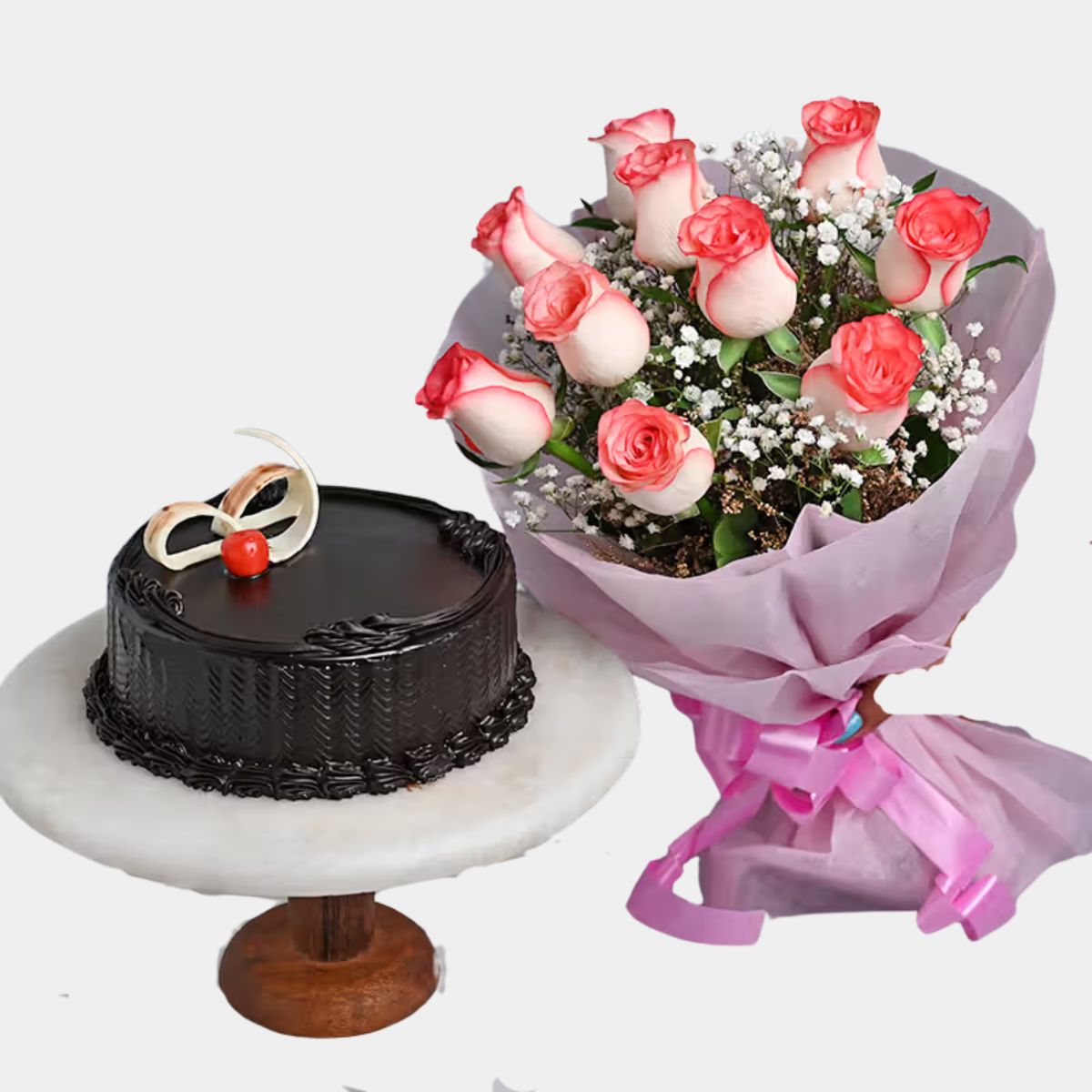 Pink Roses and Truffle Cake