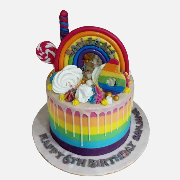 Rainbow Theme Birthday Cake