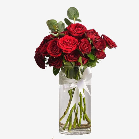 Red Baby Roses in Vase