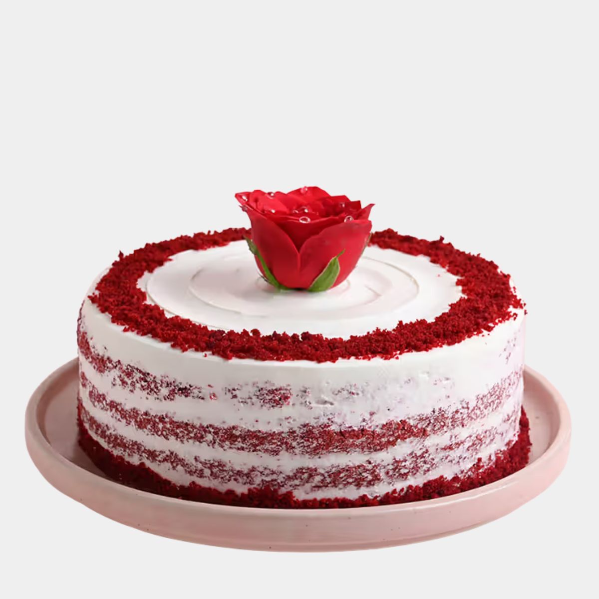 Red Roses With Delicious Red Velvet Cake