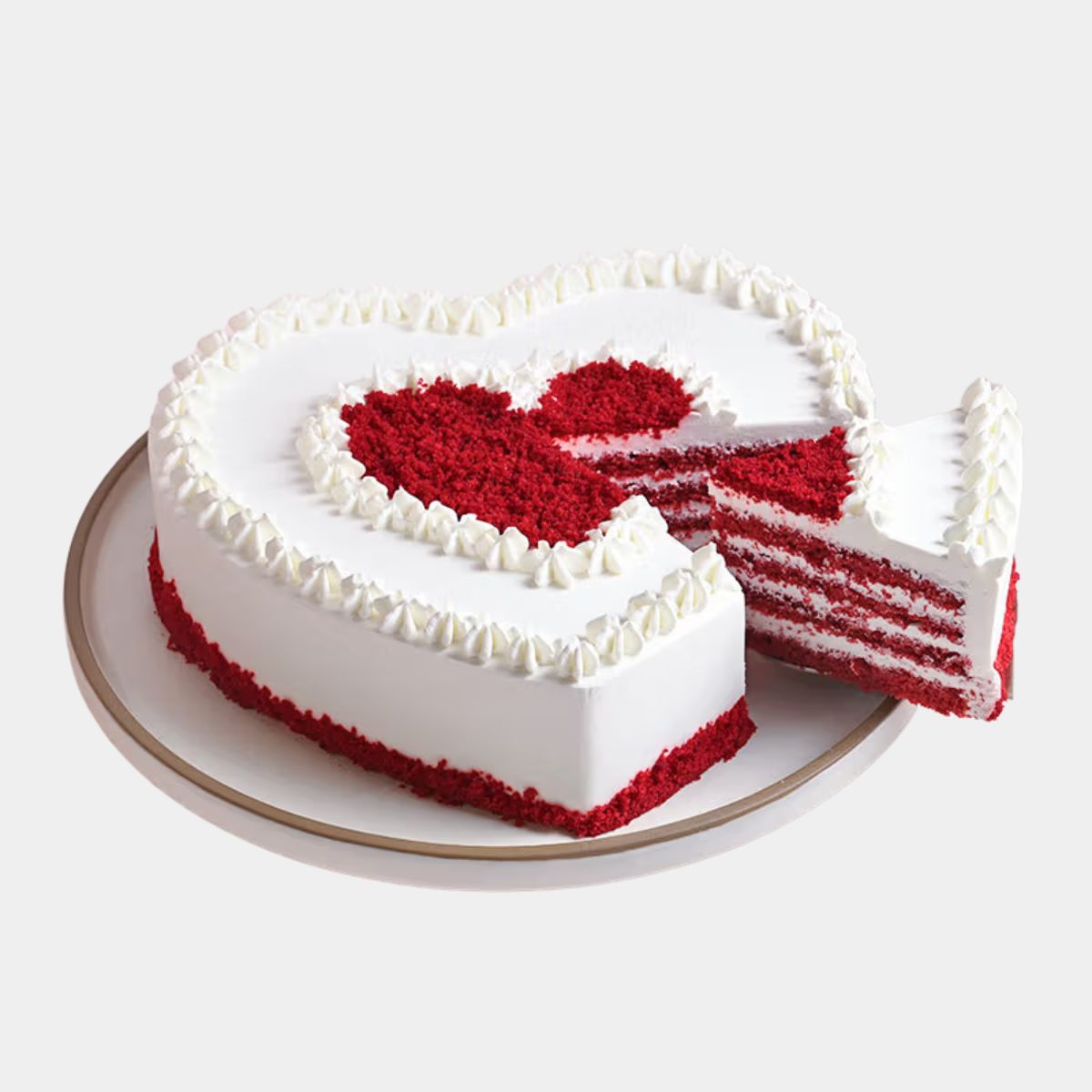 Red Roses and Red Velvet Heart Cake