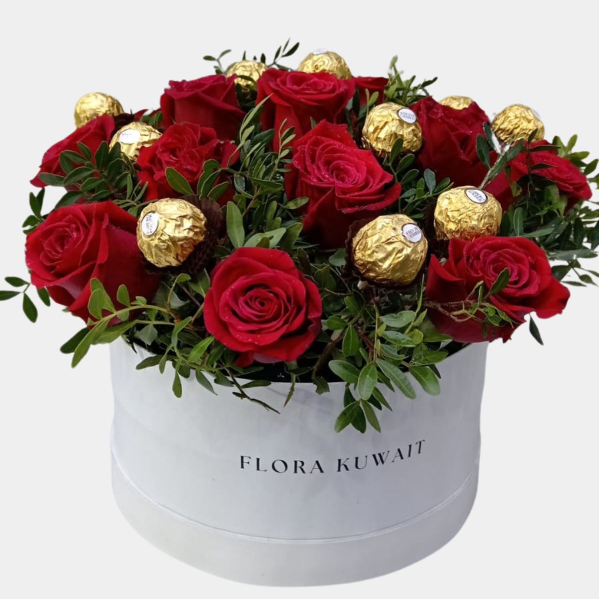 Red Roses with Chocolates Hatbox