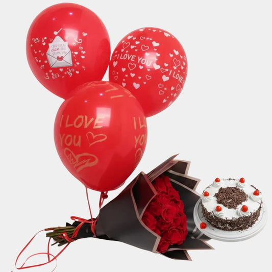 Roses & Black Forest Cake Combo