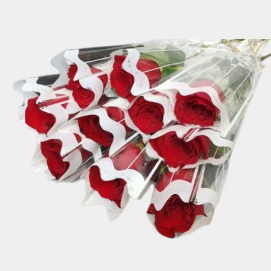 Single Red Roses with Wrapping