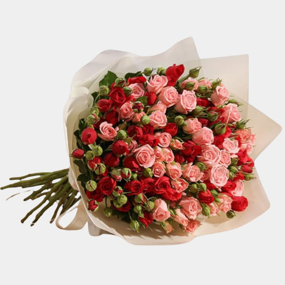 Baby Red Roses Sweet Serenity – Baby Red & Pink Rose Flower Bouquet | FloraKuwait.com