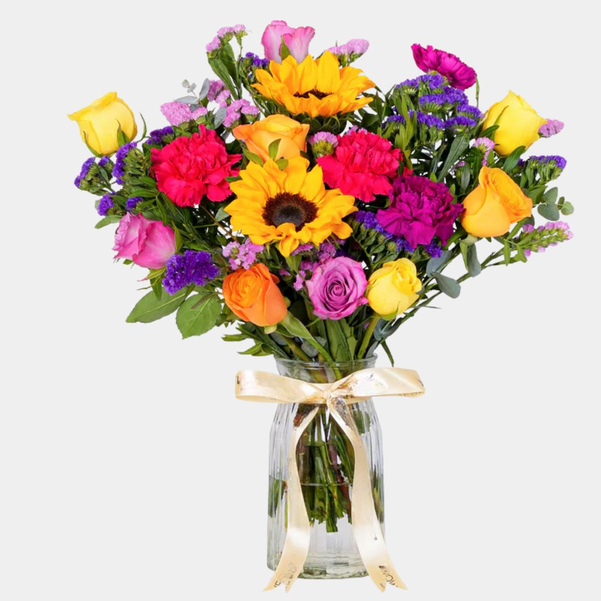 مزهرية زجاجية زاهية الألوان