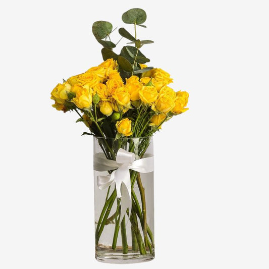 Yellow Baby Roses in Vase