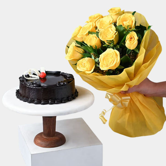 Yellow Roses and Truffle Cake